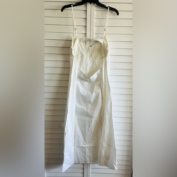 L-Space Womens Dahlia Dress Sz XL White Cotton Linen Midi Cut Out Back Beach - Picture 8 of 8